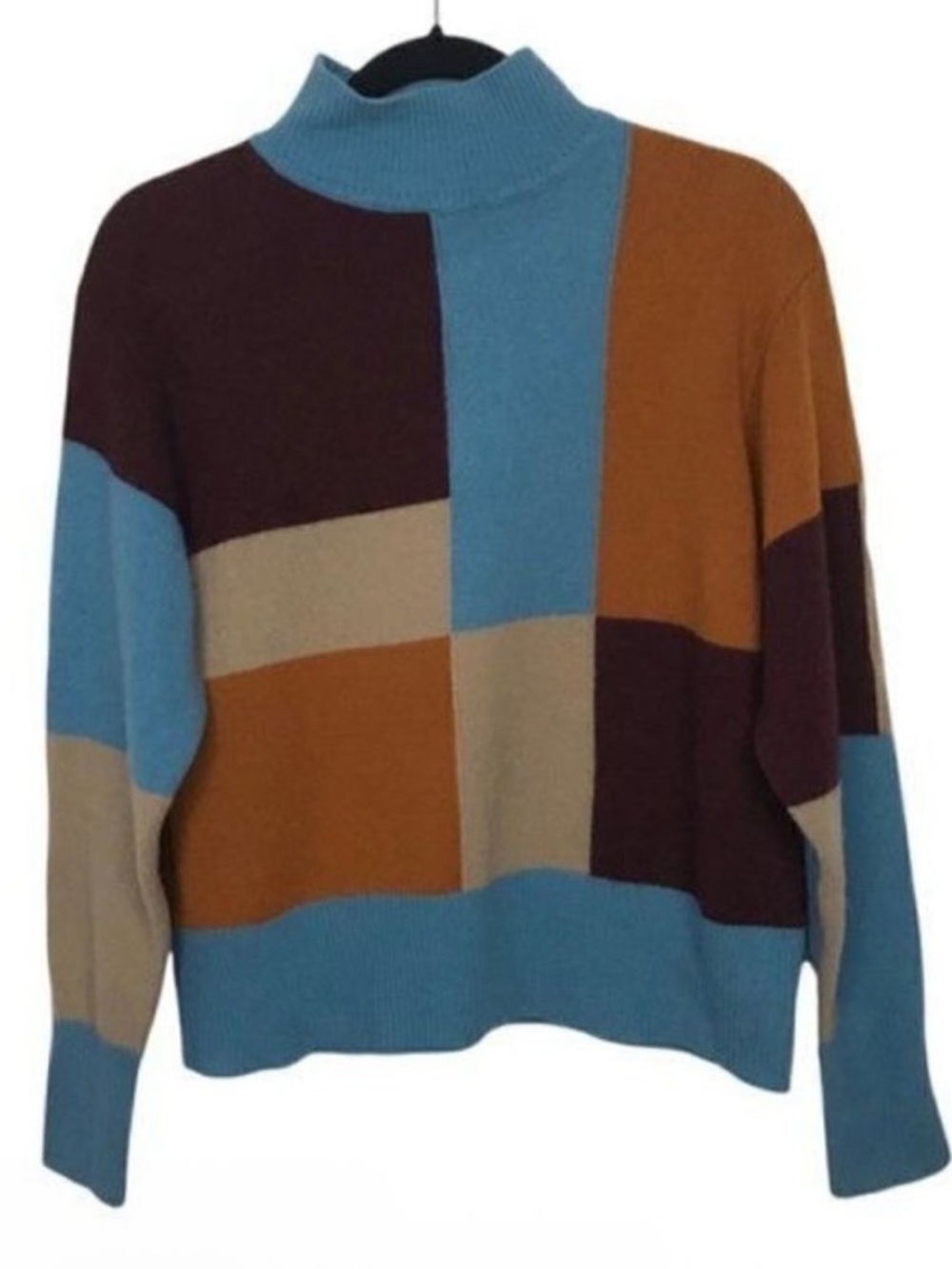 Equipment Voulaise Wool Yak Colorblock Mock Neck Sweater $295 Small